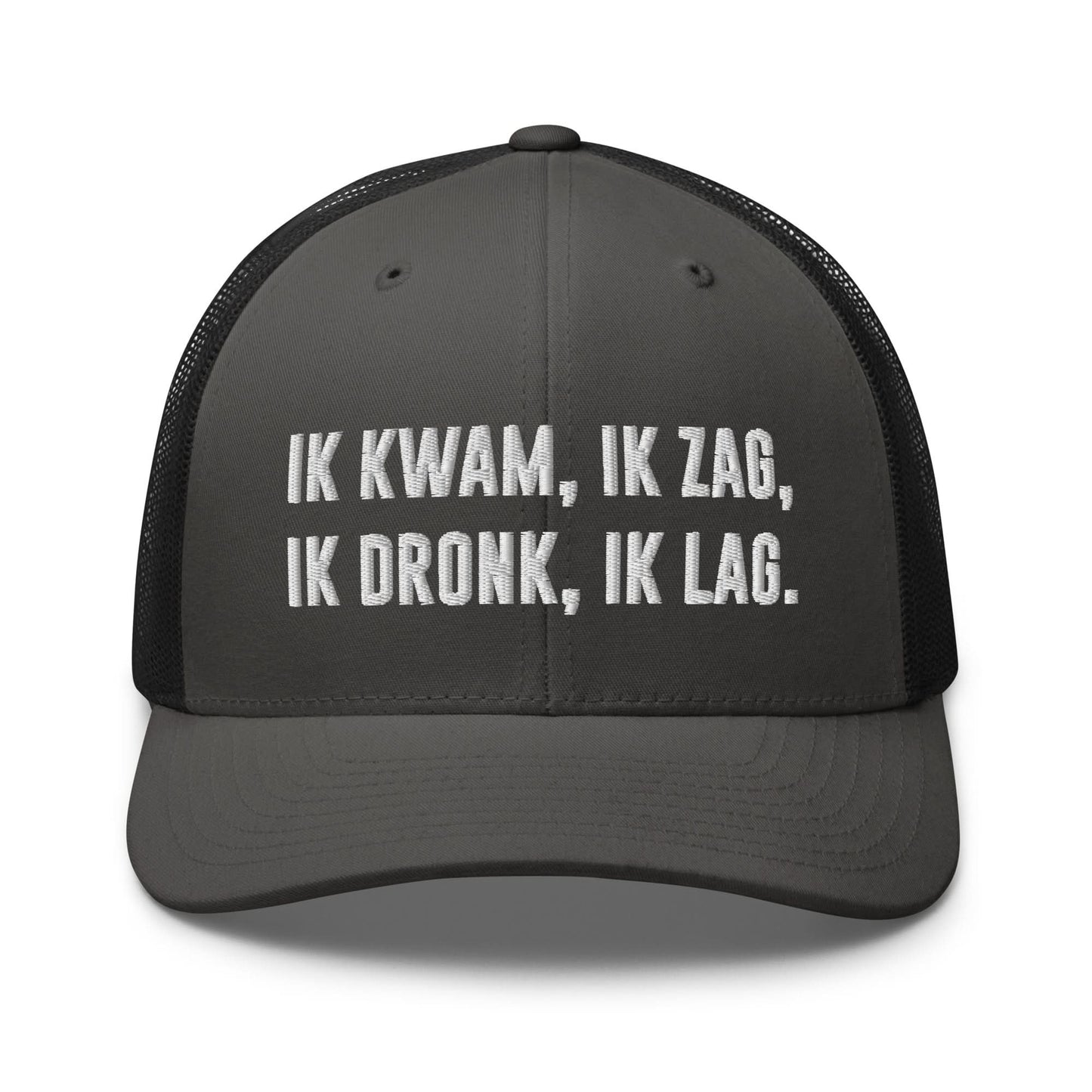 Geborduurde Truckerpet (Ik kwam, Ik zag, Ik dronk, ik lag!)