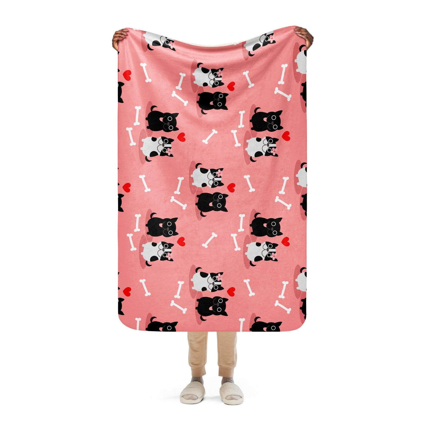 Sherpa blanket - French bulldog