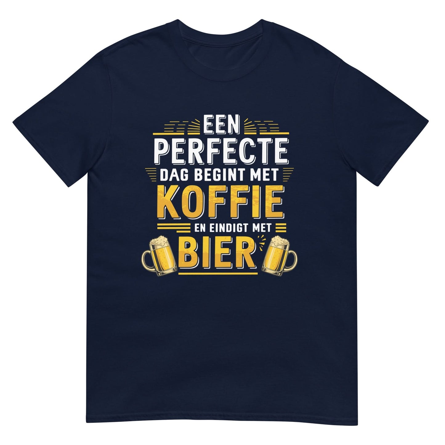 Unisex T-shirt (Een perfecte dag begint met koffie en eindigt met bier!)