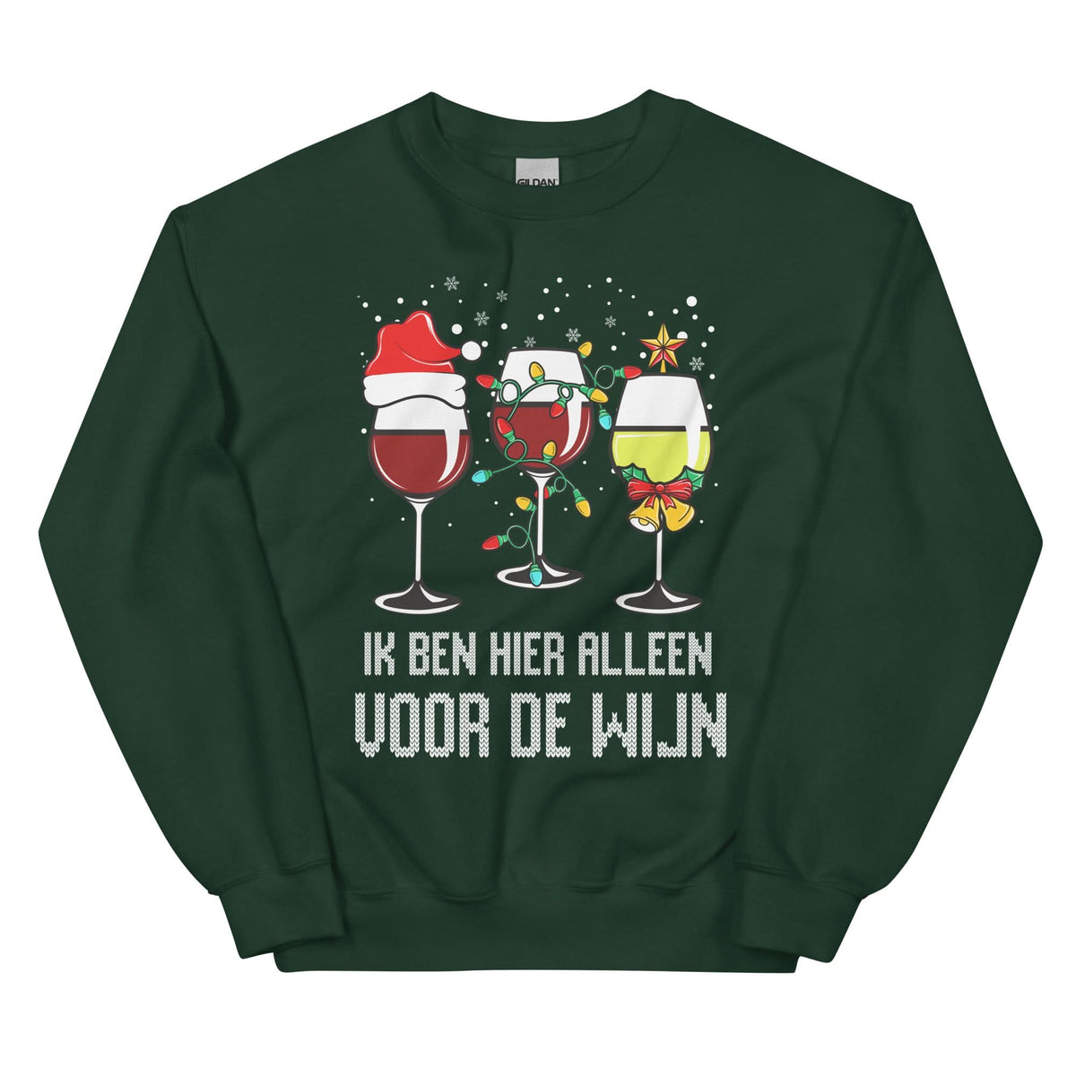 Unisex Kersttrui ( Ik ben hier alleen voor de wijn)