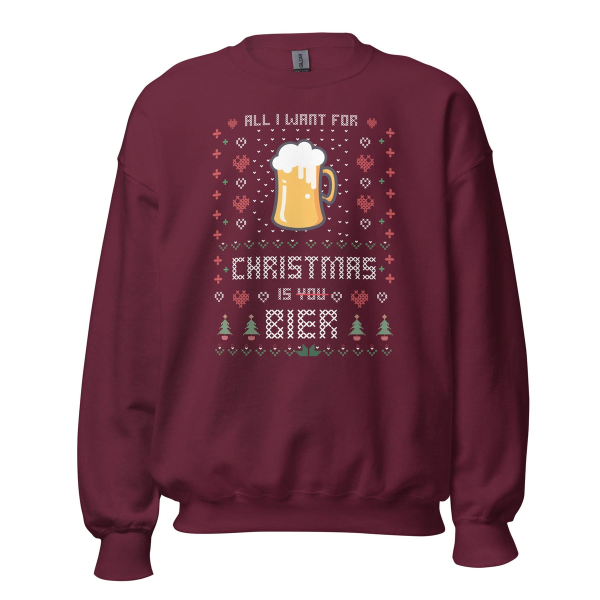 Unisex Kersttrui ( All i want for Christmas is BIER)
