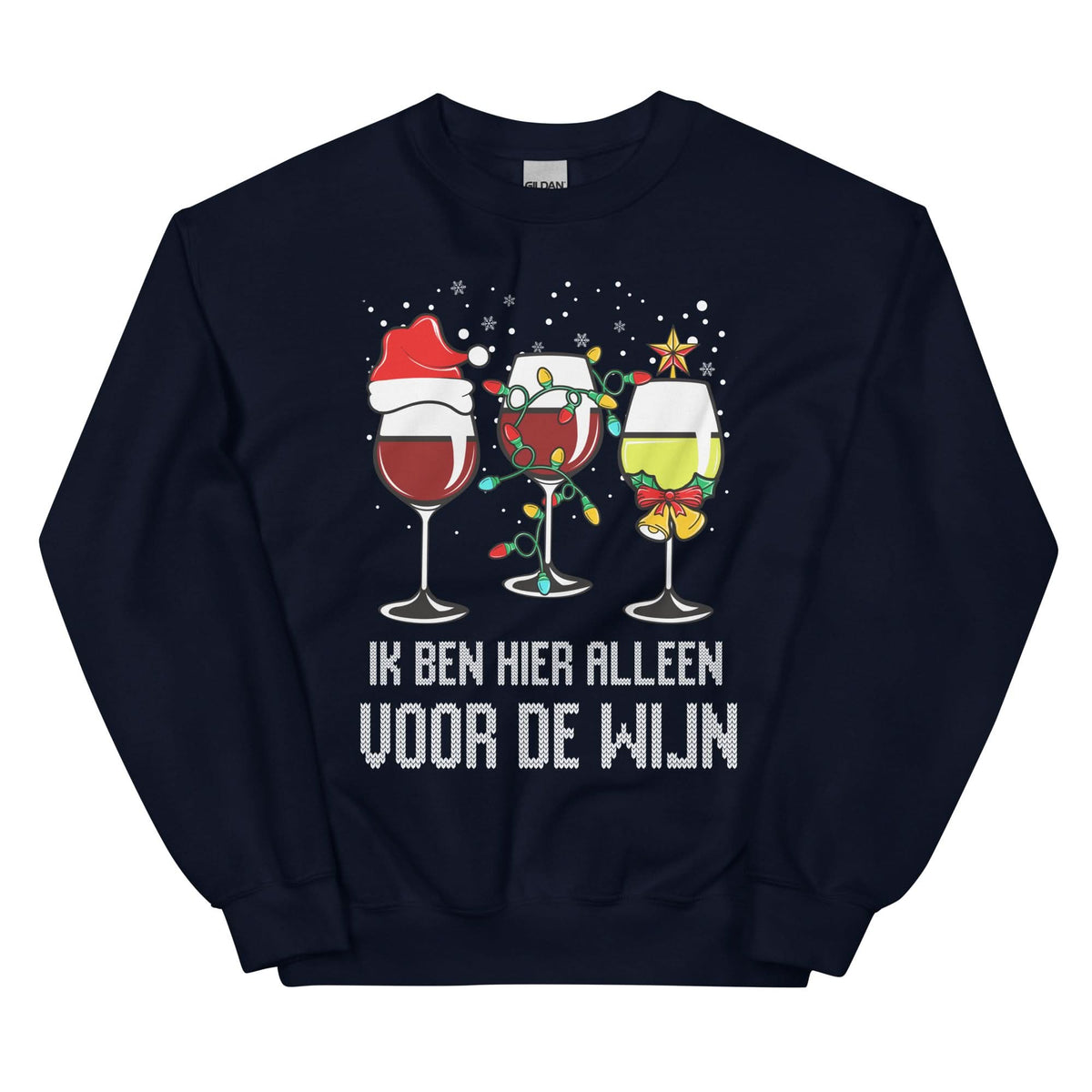 Unisex Kersttrui ( Ik ben hier alleen voor de wijn)