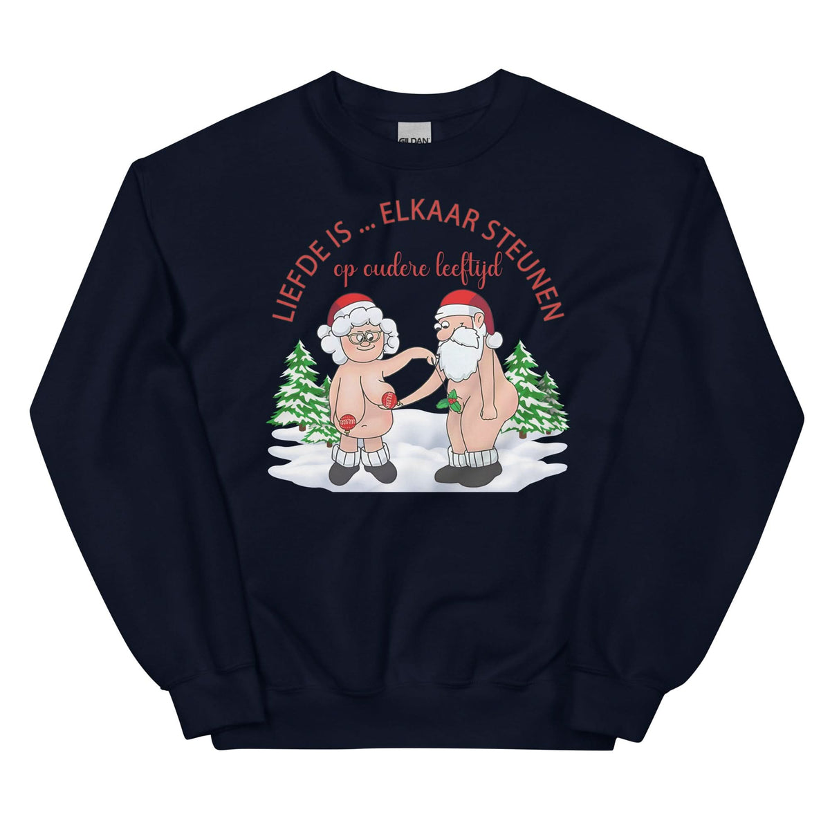 Couple Kersttrui (Liefde... is elkaar steunen op oudere leeftijd)
