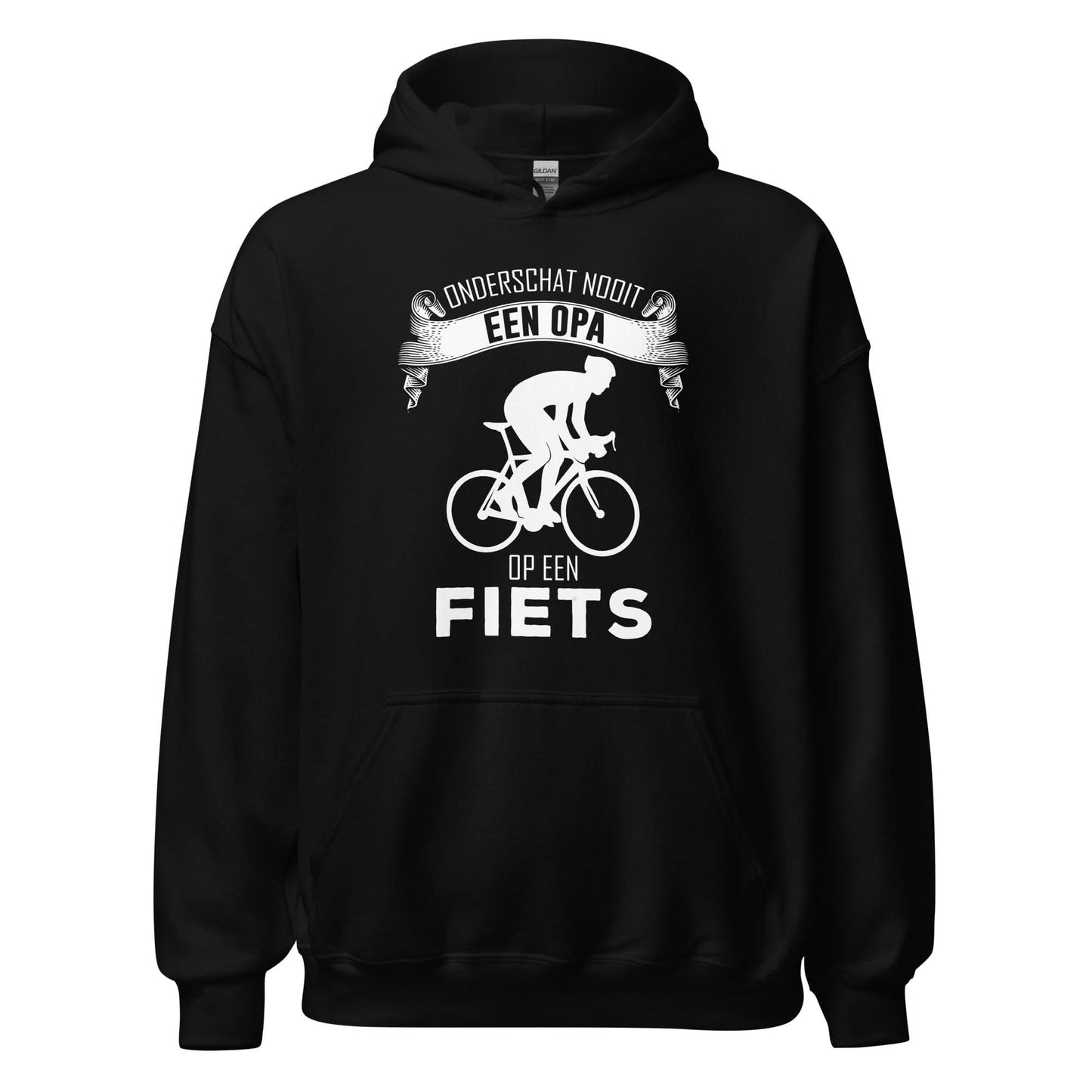 Unisex hoodie (Onderschat nooit een opa op een fiets)