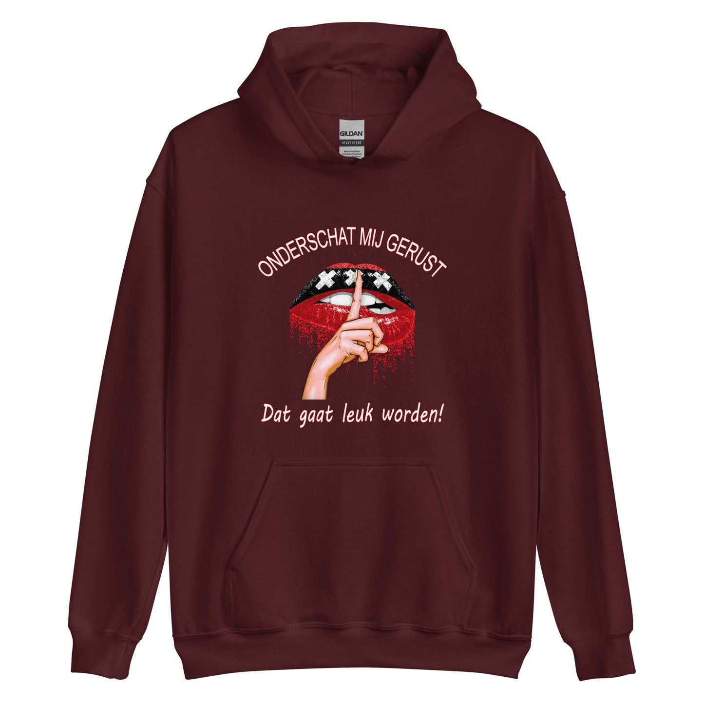 Unisex hoodie (Onderschat mij gerust)