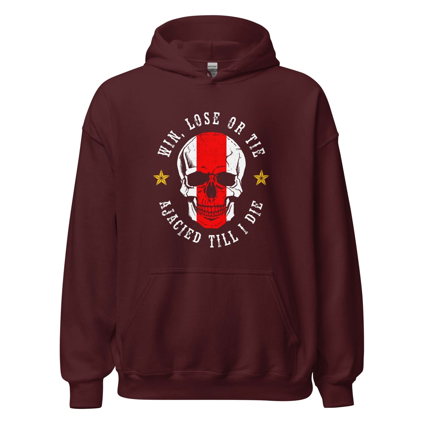 Unisex hoodie (Win, lose or tie ajacied till I die)