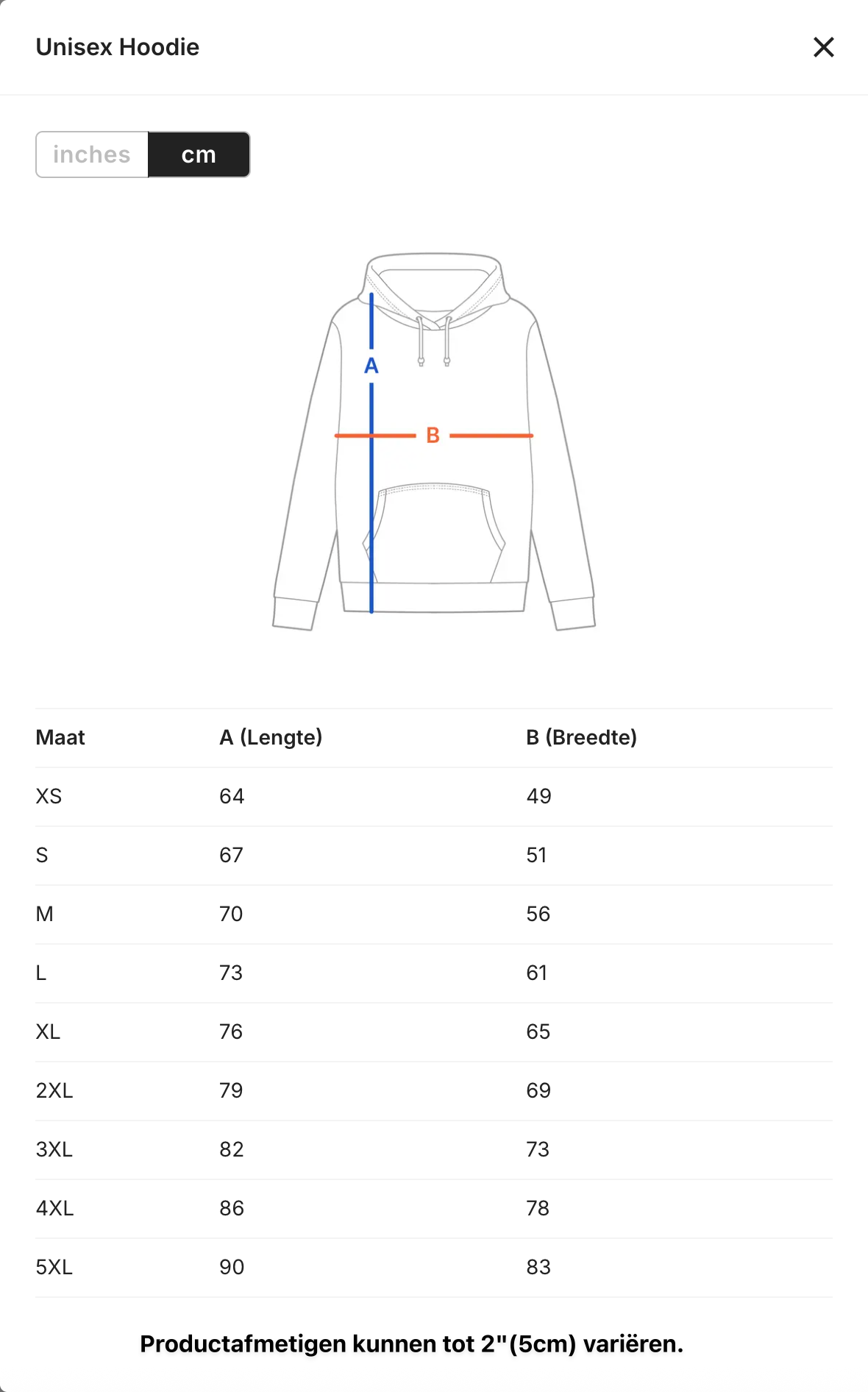 Unisex T-shirt - VISHENGELS ZIJN ALS BIER Size Guide