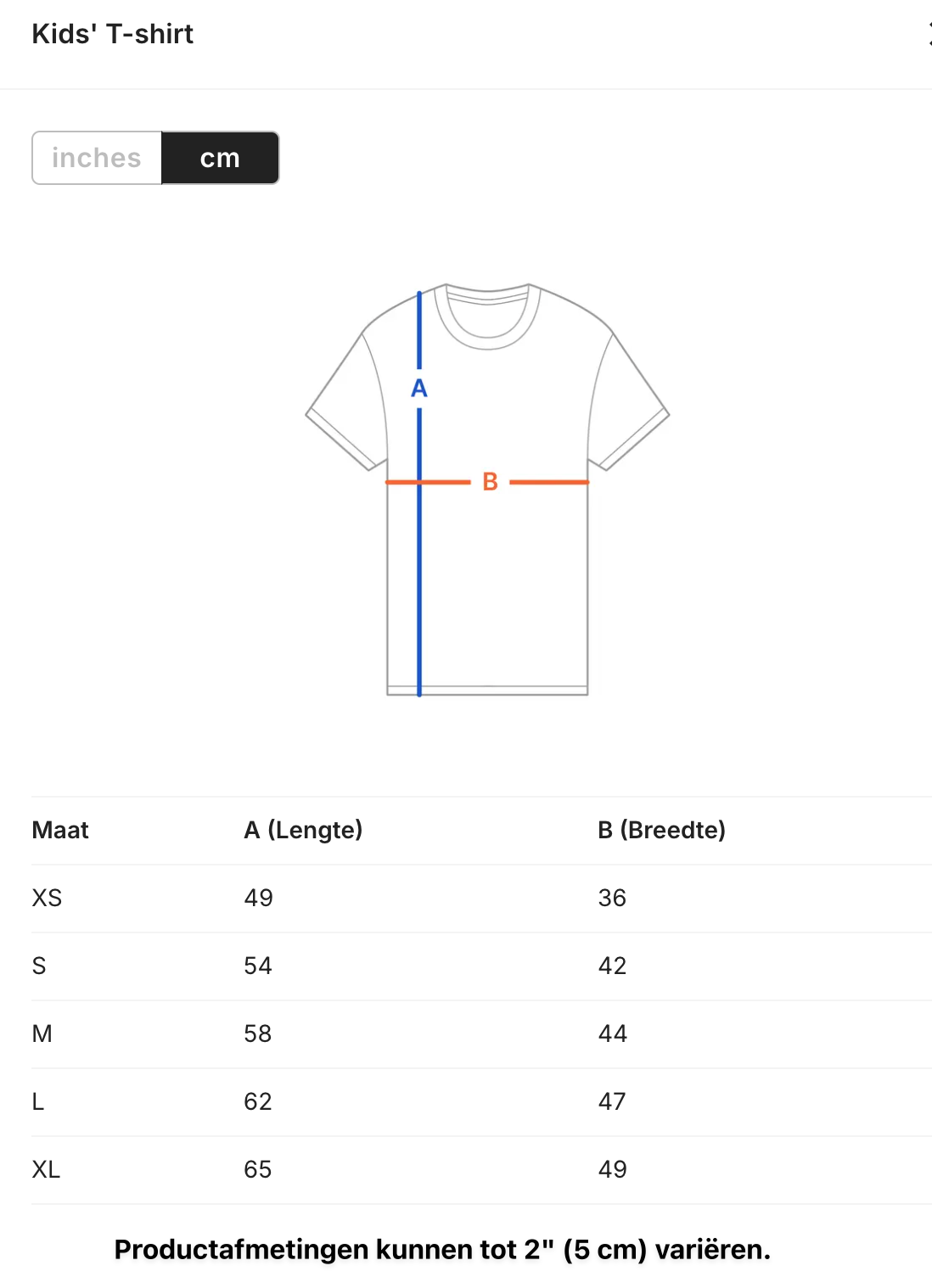 Kids' T-shirt- JA IK HEB ZE ÉCHT ALLEMAAL NODIG Size Guide