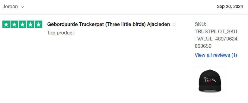 Geborduurde Truckerpet  (Three little birds) Ajacieden