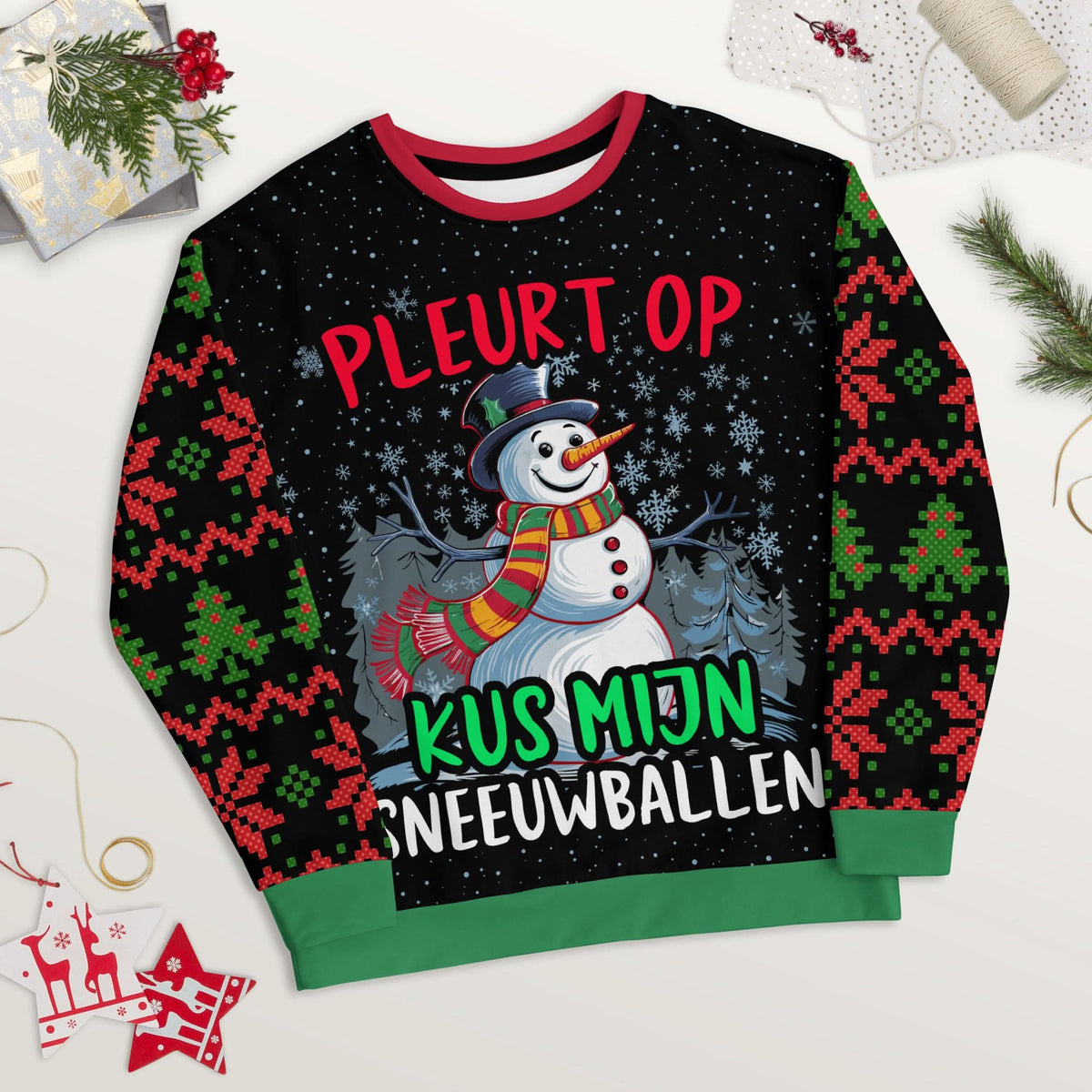 Unisex Kersttrui (Pl*urt op, kus mijn sneeuwballen)