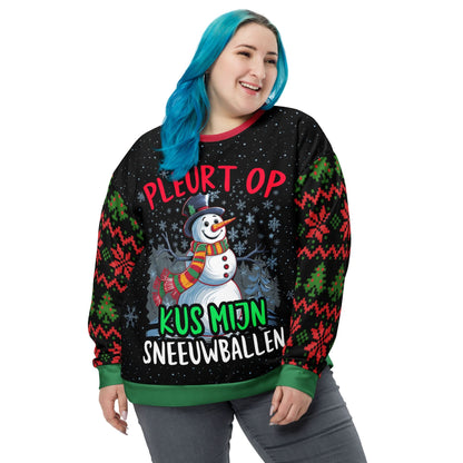 Unisex Kersttrui (Pl*urt op, kus mijn sneeuwballen)