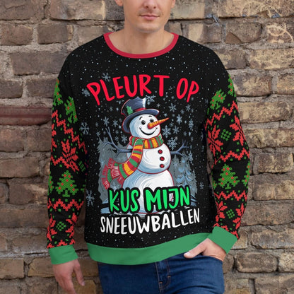 Unisex Kersttrui (Pl*urt op, kus mijn sneeuwballen)