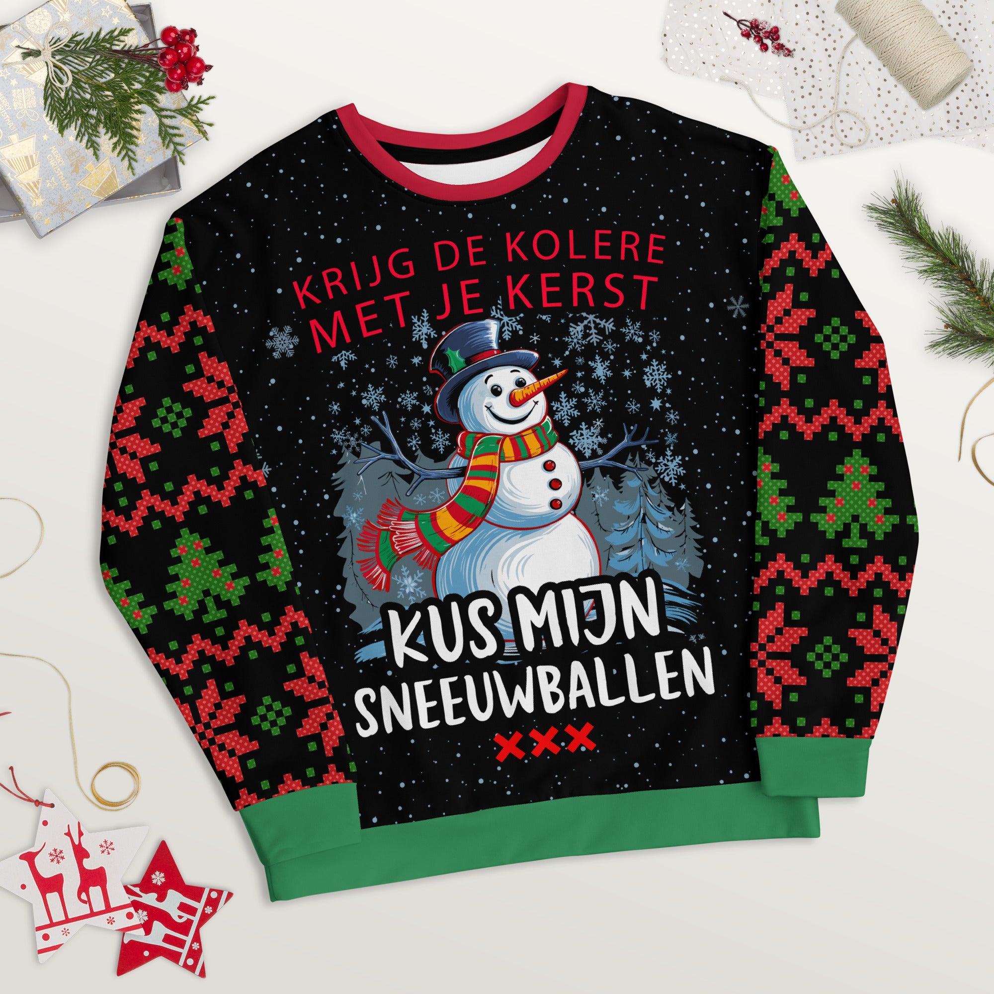 Unisex kersttrui (Krijg de kolere met je kerst, kus mijn sneeuwballen)