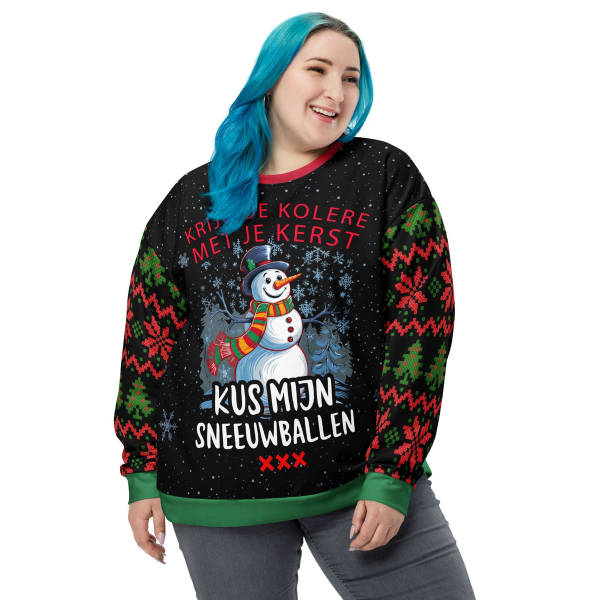 Unisex kersttrui (Krijg de kolere met je kerst, kus mijn sneeuwballen)