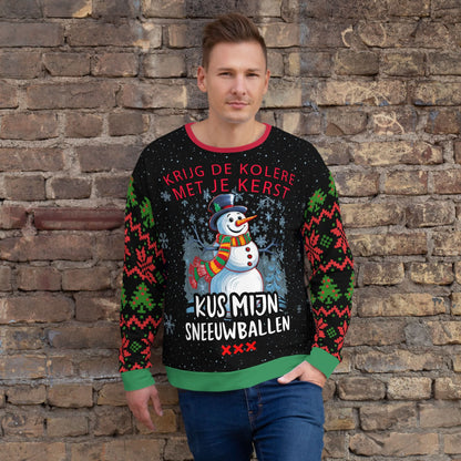Unisex kersttrui (Krijg de kolere met je kerst, kus mijn sneeuwballen)