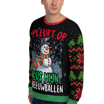 Unisex Kersttrui (Pl*urt op, kus mijn sneeuwballen)