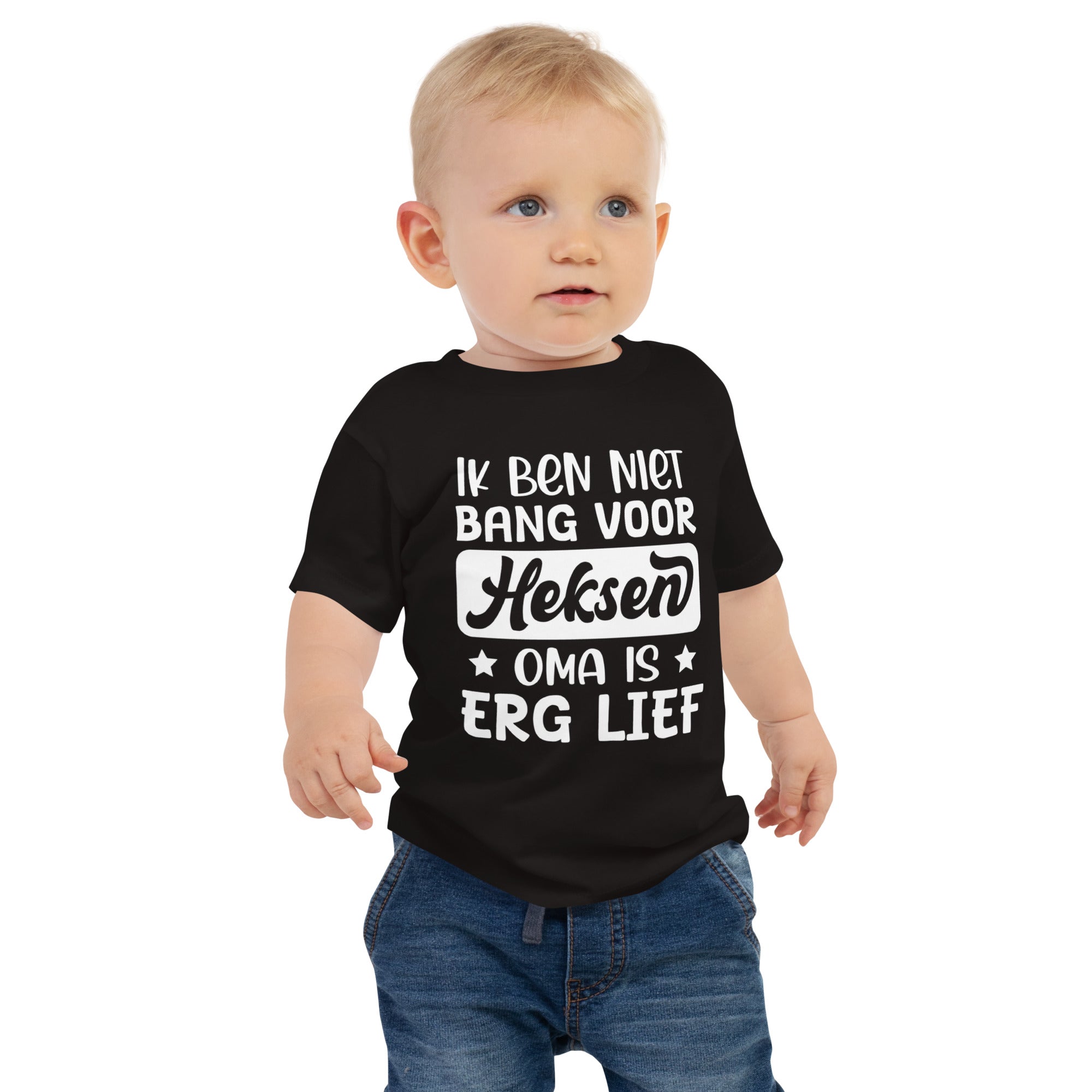 Baby T-shirt (Ik ben niet bang voor heksen. Oma Is Erg Lief)