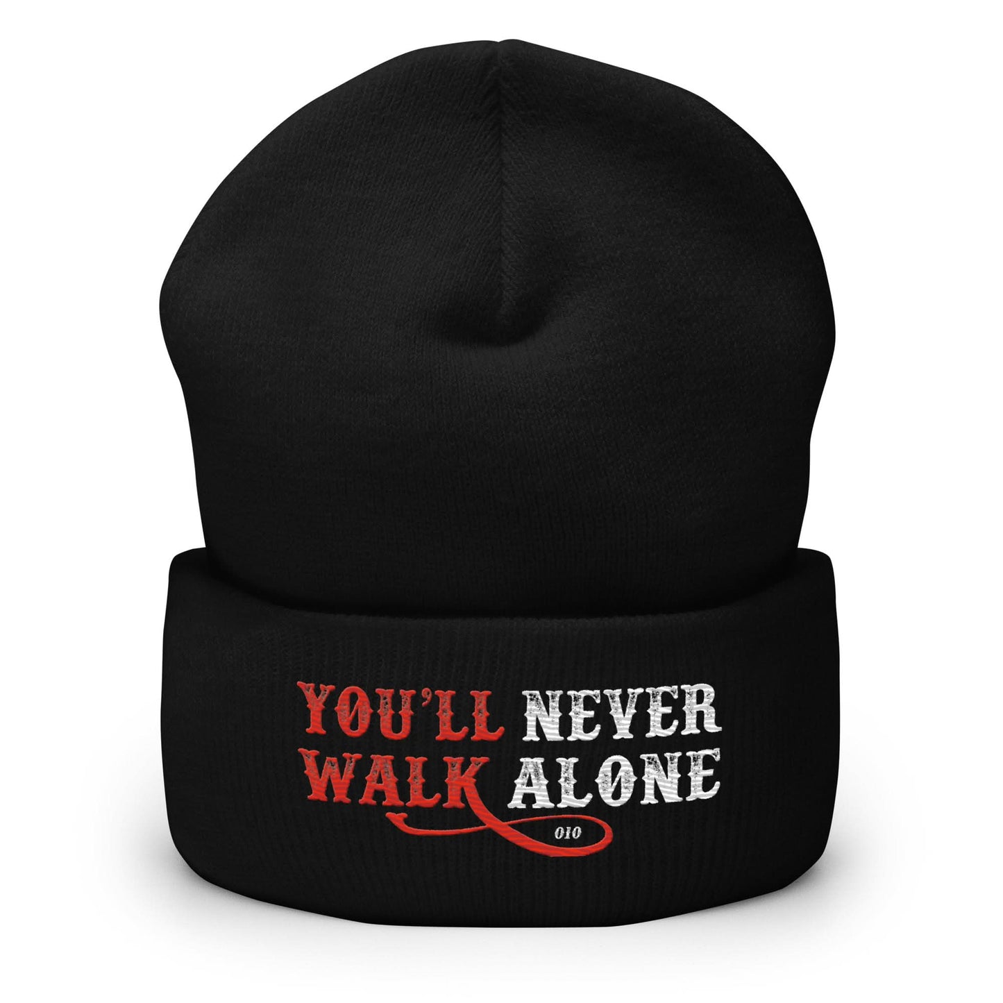 Beanie muts met borduurwerk (You'll never walk alone)