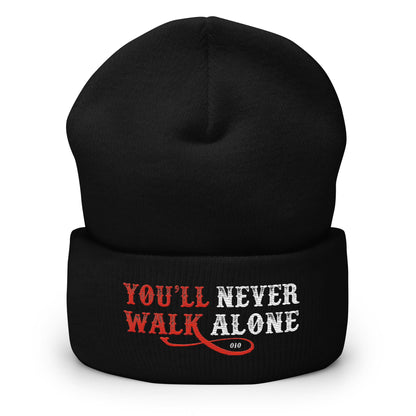 Beanie muts met borduurwerk (You'll never walk alone)