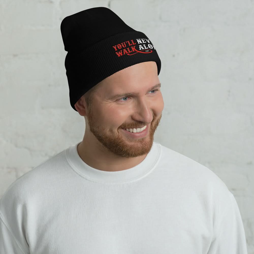 Beanie muts met borduurwerk (You'll never walk alone)