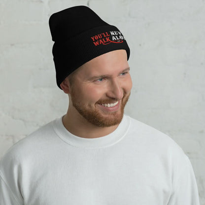 Beanie muts met borduurwerk (You'll never walk alone)