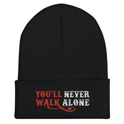 Beanie muts met borduurwerk (You'll never walk alone)