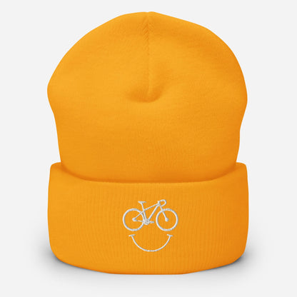Beanie met omgeslagen rand (Wielrennen) Geborduurd 3D puff