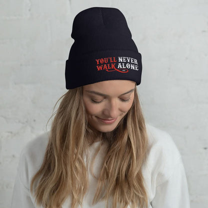 Beanie muts met borduurwerk (You'll never walk alone)