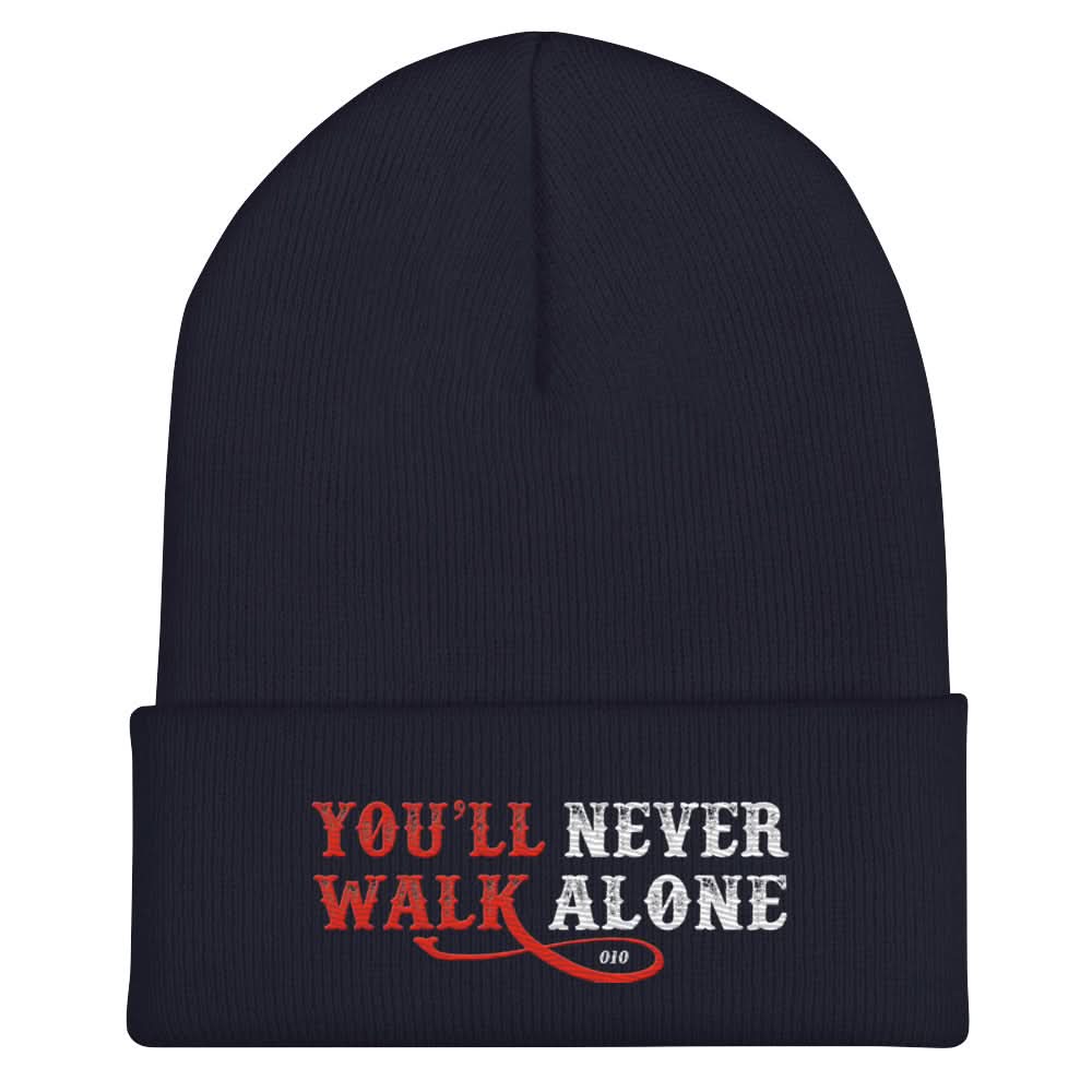 Beanie muts met borduurwerk (You'll never walk alone)