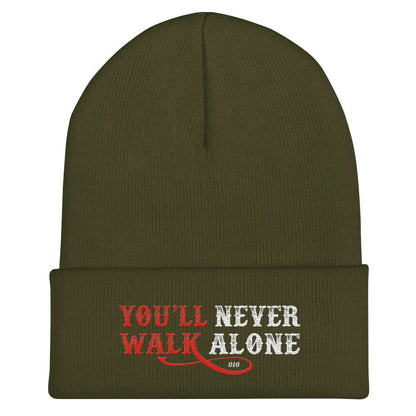 Beanie muts met borduurwerk (You'll never walk alone)