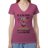 V-nek Dames T-shirt - Als ik een vogel was ...