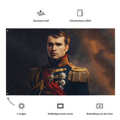 Spandoek- Gepersonaliseerd met jouw gezichtsfoto als Napoleon-portret