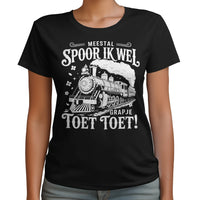 Unisex T-shirt- MEESTAL SPOOR IK WEL...(WIT)