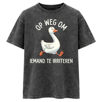 Washed Round Neck T-shirt- OP WEG OM IEMAND TE IRRITEREN