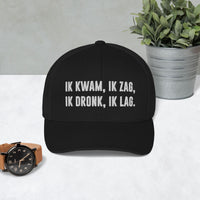 Geborduurde Truckerpet (Ik kwam, Ik zag, Ik dronk, ik lag!)