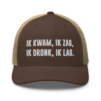 Geborduurde Truckerpet (Ik kwam, Ik zag, Ik dronk, ik lag!)