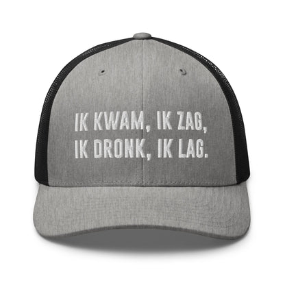 Geborduurde Truckerpet (Ik kwam, Ik zag, Ik dronk, ik lag!)