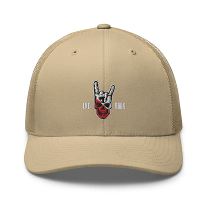 Truckerpet Geborduurd (Utreg skull- We Rock)