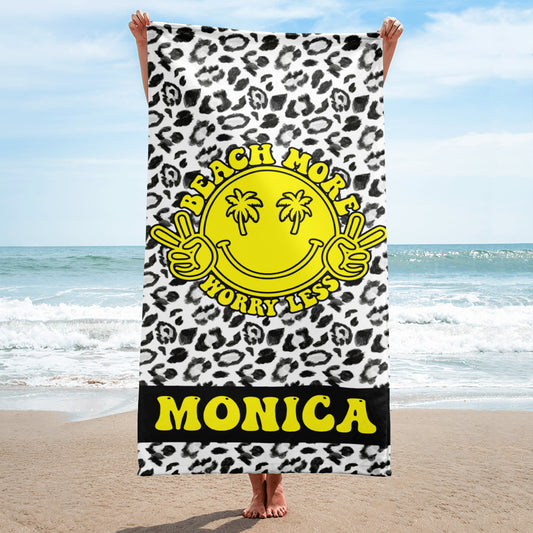 Handdoek (BEACH MORE WORRY LESS) Gepersonaliseerd