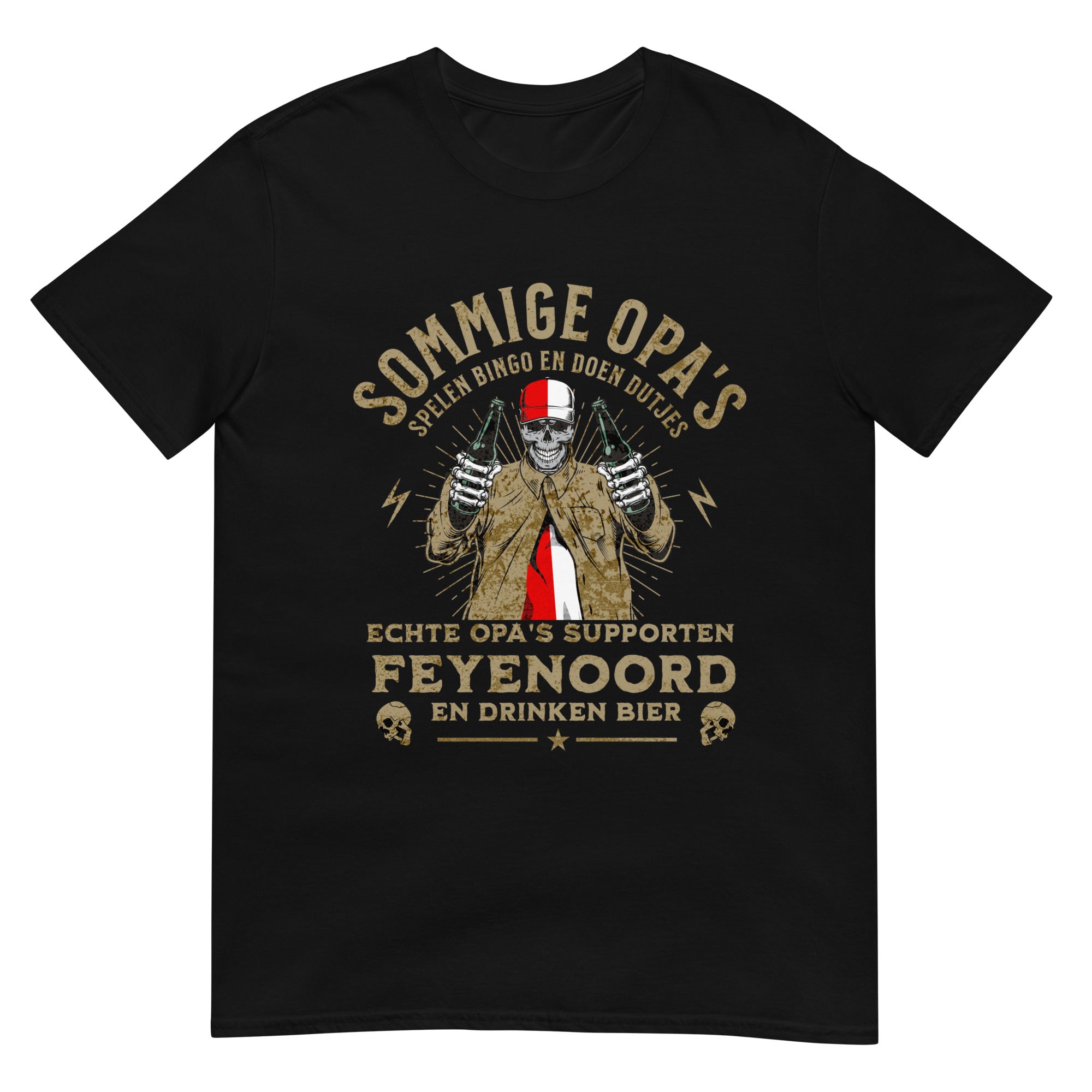 Unisex T-shirt ( Sommige opa's spelen bingo en doen dutjes, Echte opa's supporten Feyenoord en drinken bier)