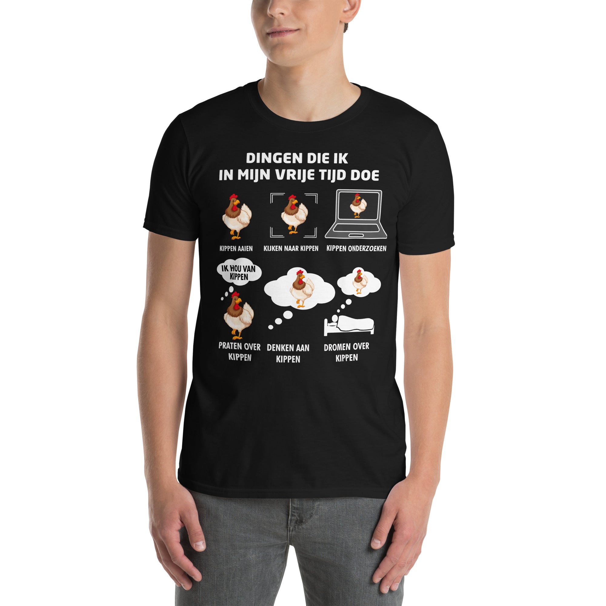 Unisex T-shirt ( vrije tijd kippen)