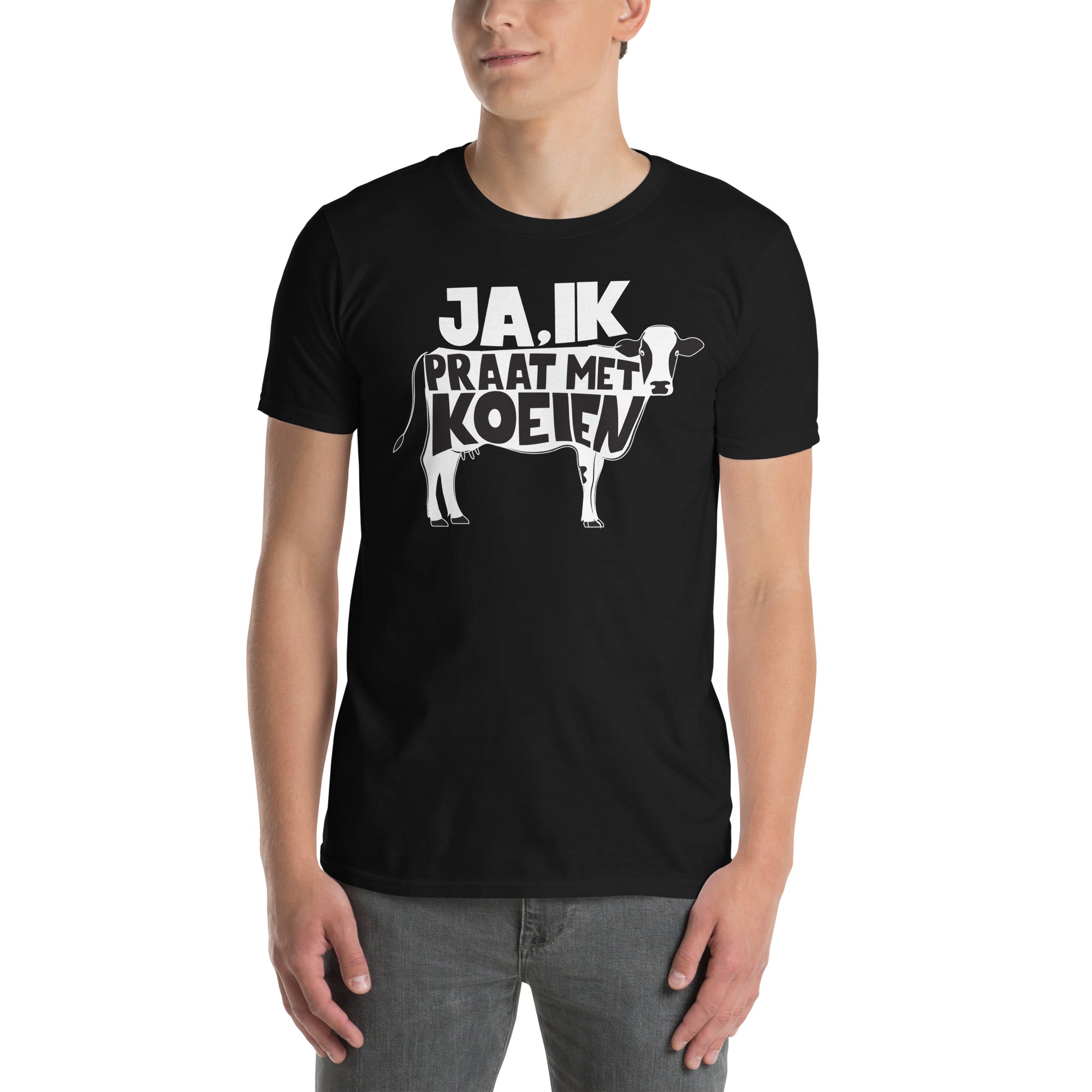 Unisex T-shirt ( ja ik praat met koeien)