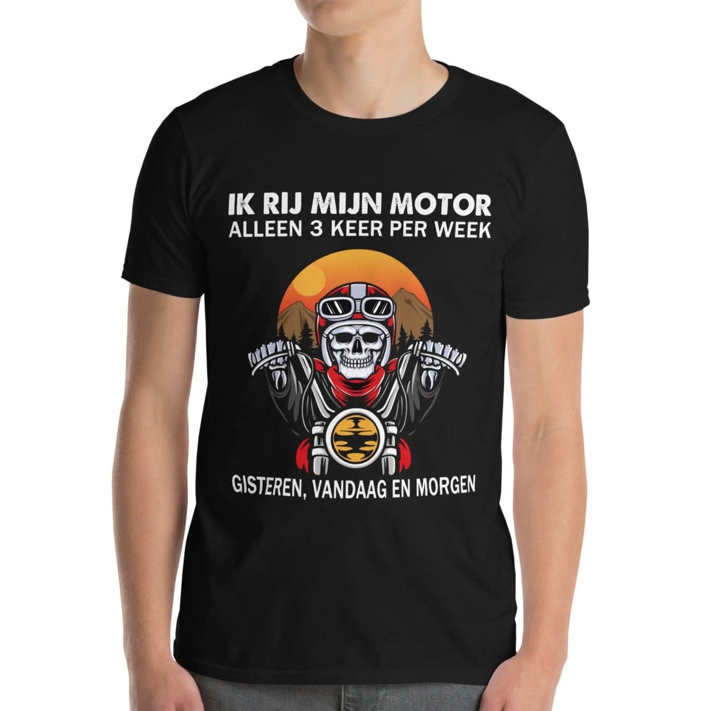 Unisex T-shirt (Ik rij motor alleen 3 keer per week..)