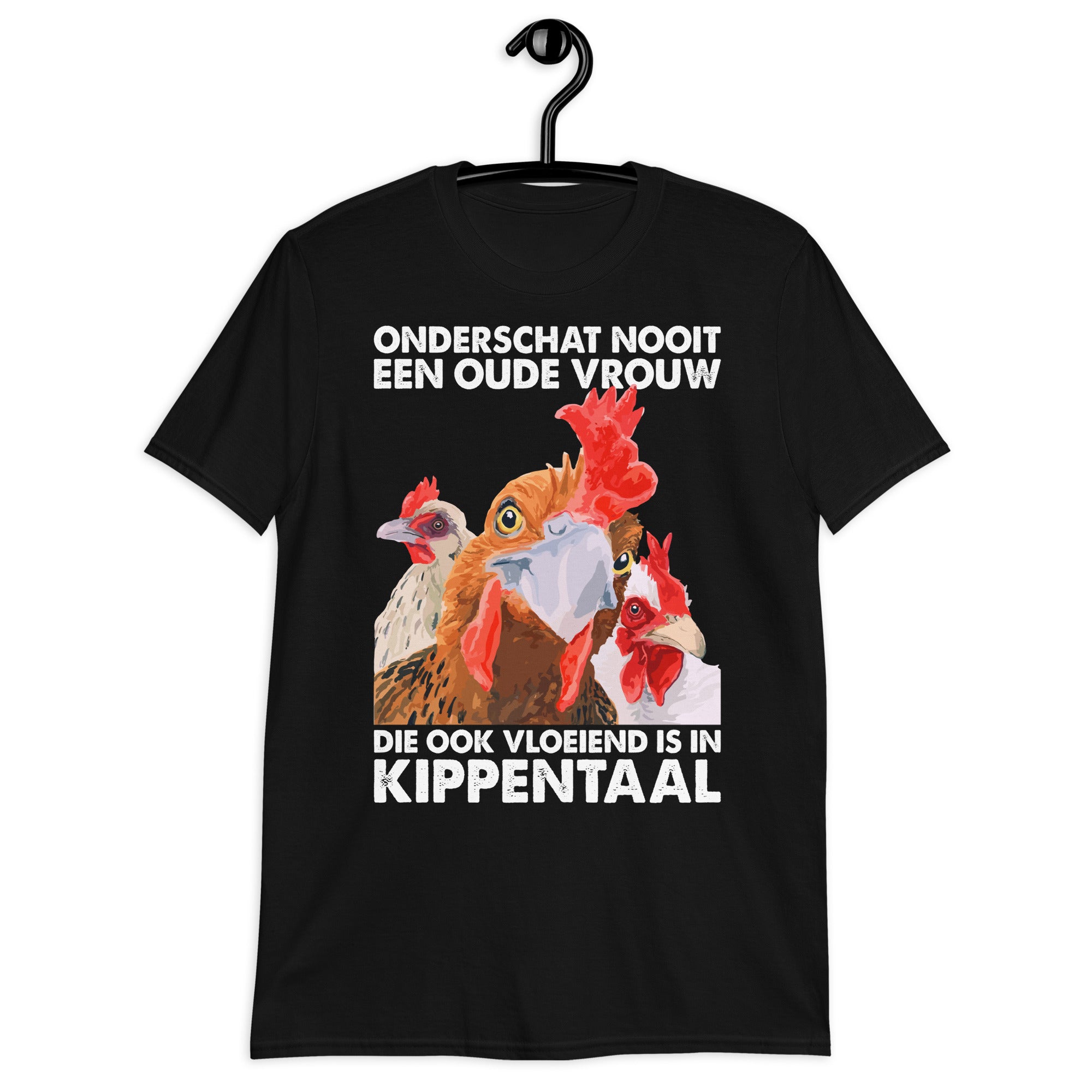 Unisex T-shirt (Onderschat nooit een vrouw die emt kippen kan praten)