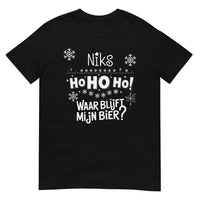 Unisex kerst T-shirt (Niks ho ho waar blijft mijn bier?)