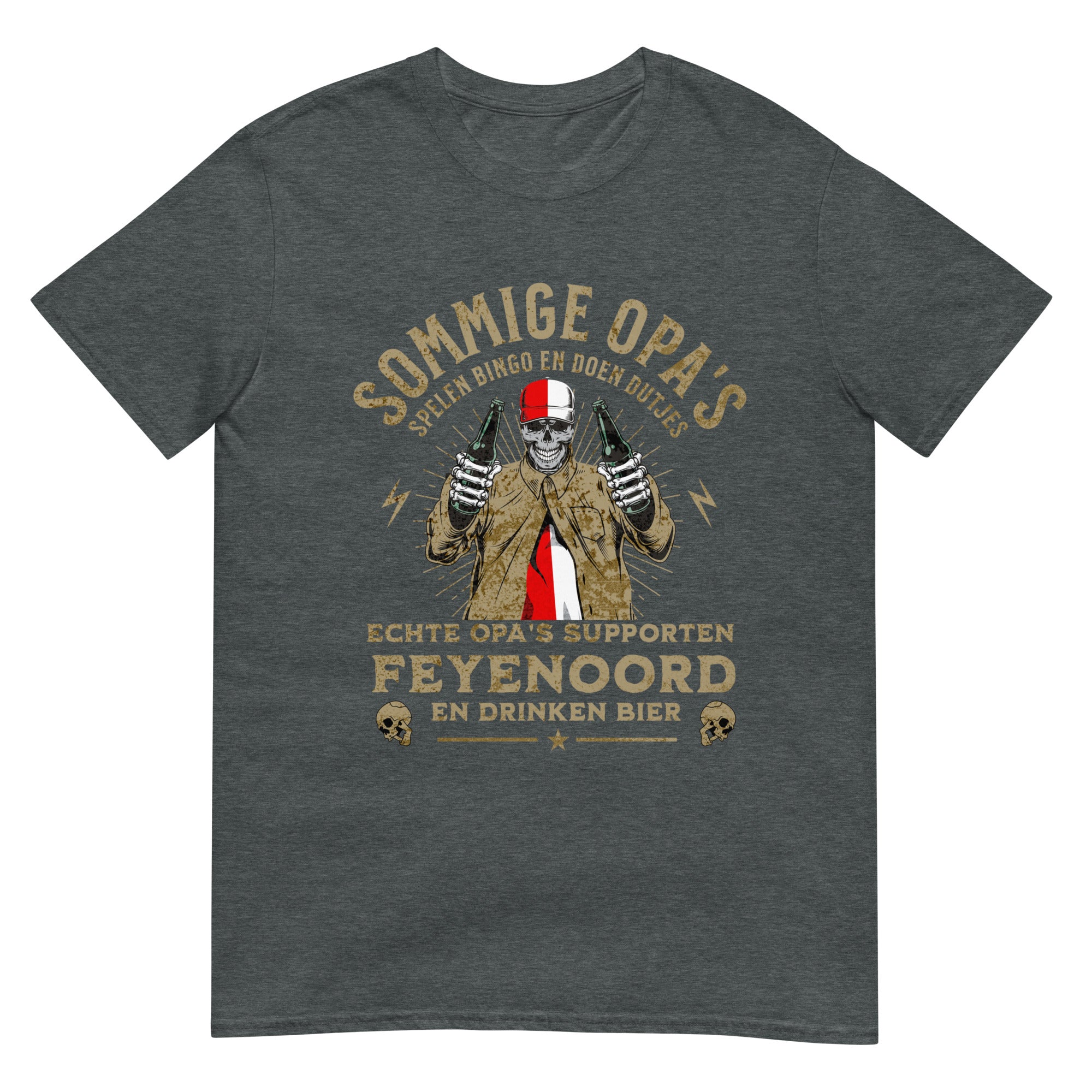 Unisex T-shirt ( Sommige opa's spelen bingo en doen dutjes, Echte opa's supporten Feyenoord en drinken bier)