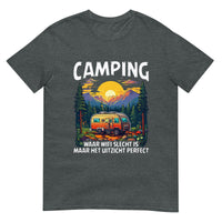 Unisex T-shirt (Camping waar wifi slecht is, maar uitzicht is perfect )