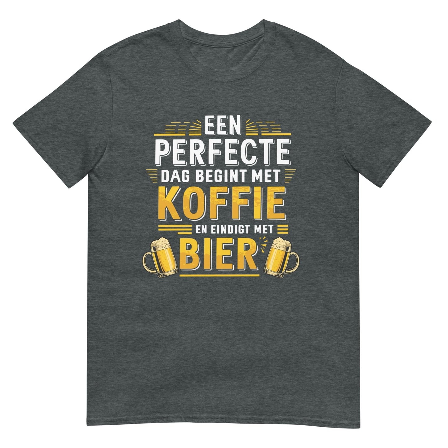 Unisex T-shirt (Een perfecte dag begint met koffie en eindigt met bier!)