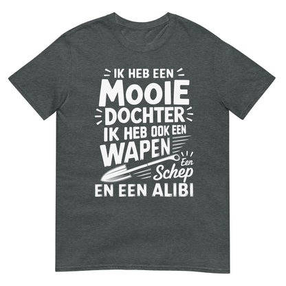 Uniseks T-shirt (Ik heb een mooie dochter en ook een wapen...) Papa & dochter