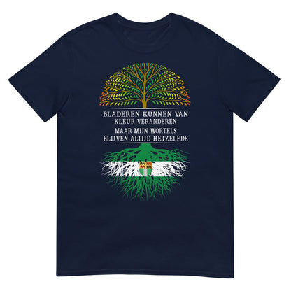 Unisex T-shirt (Bladeren kunnen van kleur veranderen maar mijn wortels niet)